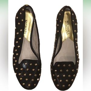 Michael Kors Deep Navy Blue Studded Flat Loafer Shoes